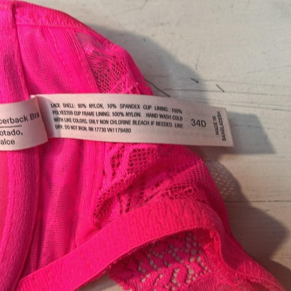 Auden The Radiant Plunge Coverage Push-Up Bra Lace, Bright Pink, 34D, NWOT - Picture 6 of 6